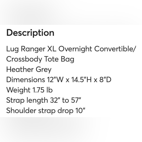 LUG RANGER XL TAUPE TOTE crossbody weekender - Picture 13 of 13